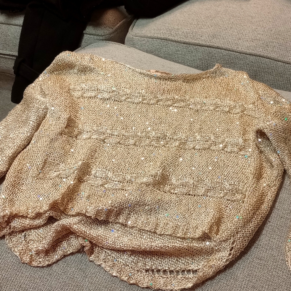 Missshop size medium medium sleeve sequin crop shirt.